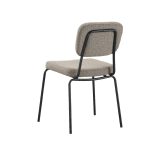 Sedia Juno in tessuto Aragon 20 taupe e struttura in metallo nero set 4 pezzi