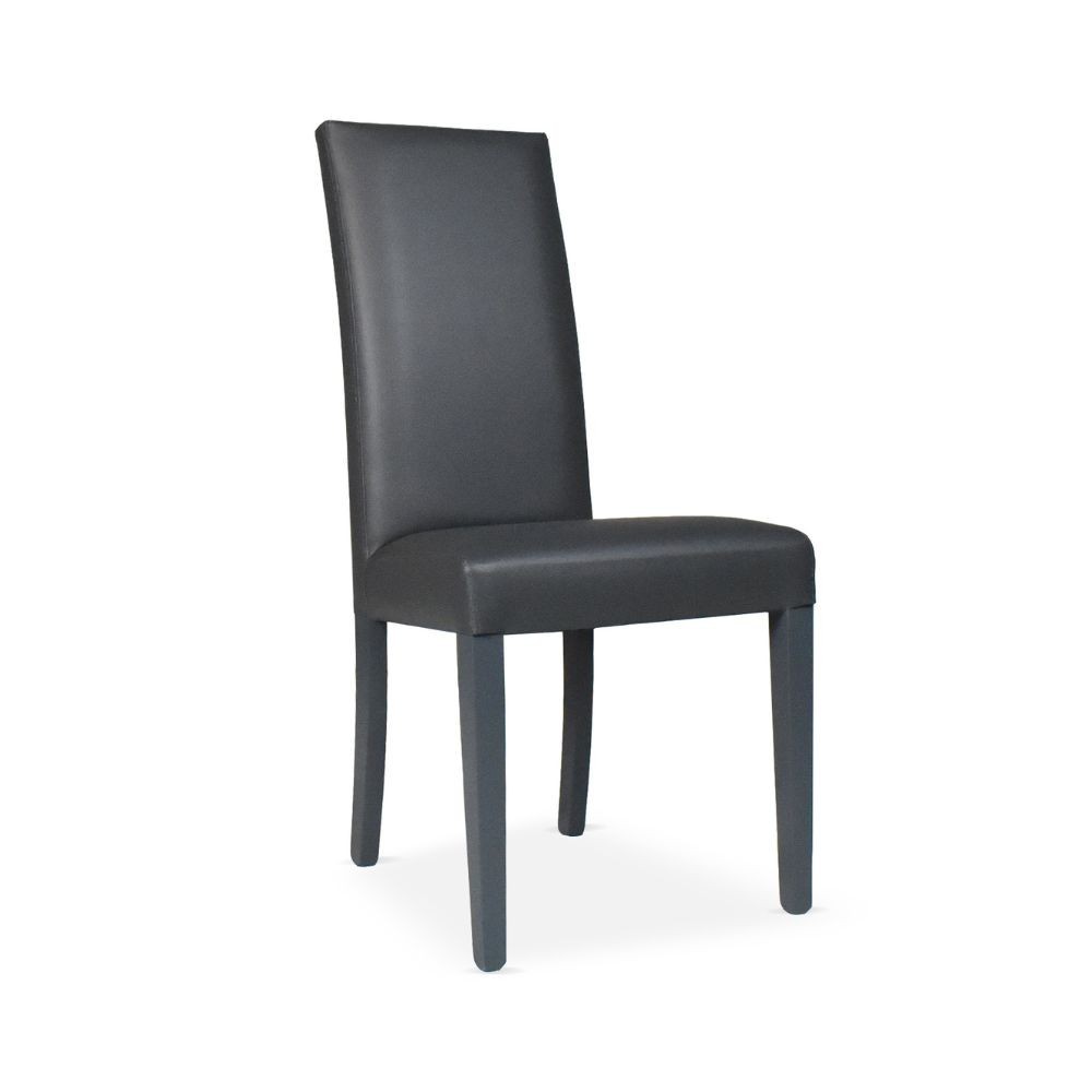 Sedia Nancy in ecopelle grigia antracite con gambe in tinta 2 pezzi