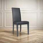 Sedia Nancy in ecopelle grigia antracite con gambe in tinta 2 pezzi