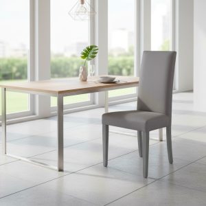 Sedia Nancy in tessuto Soro 93 grigio fumo e struttura in tinta set 2 pezzi