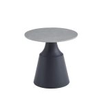 Set due tavolini da salotto rotondi Dual con piano grigio opaco e struttura in metallo nero
