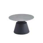 Set due tavolini da salotto rotondi Dual con piano grigio opaco e struttura in metallo nero