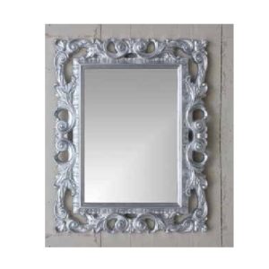 Specchiera Madrid con decoro in stile barocco argento