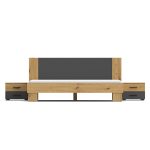 Struttura letto matrimoniale Meria 180 cm. con comodini integrati antracite e rovere