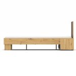 Struttura letto matrimoniale Meria 180 cm. con comodini integrati antracite e rovere