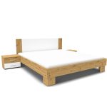 Struttura letto matrimoniale Meria 180 cm. con comodini integrati bianco e rovere
