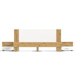 Struttura letto matrimoniale Meria 180 cm. con comodini integrati bianco e rovere
