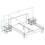 Struttura letto matrimoniale Meria 180 cm. con comodini integrati bianco e rovere