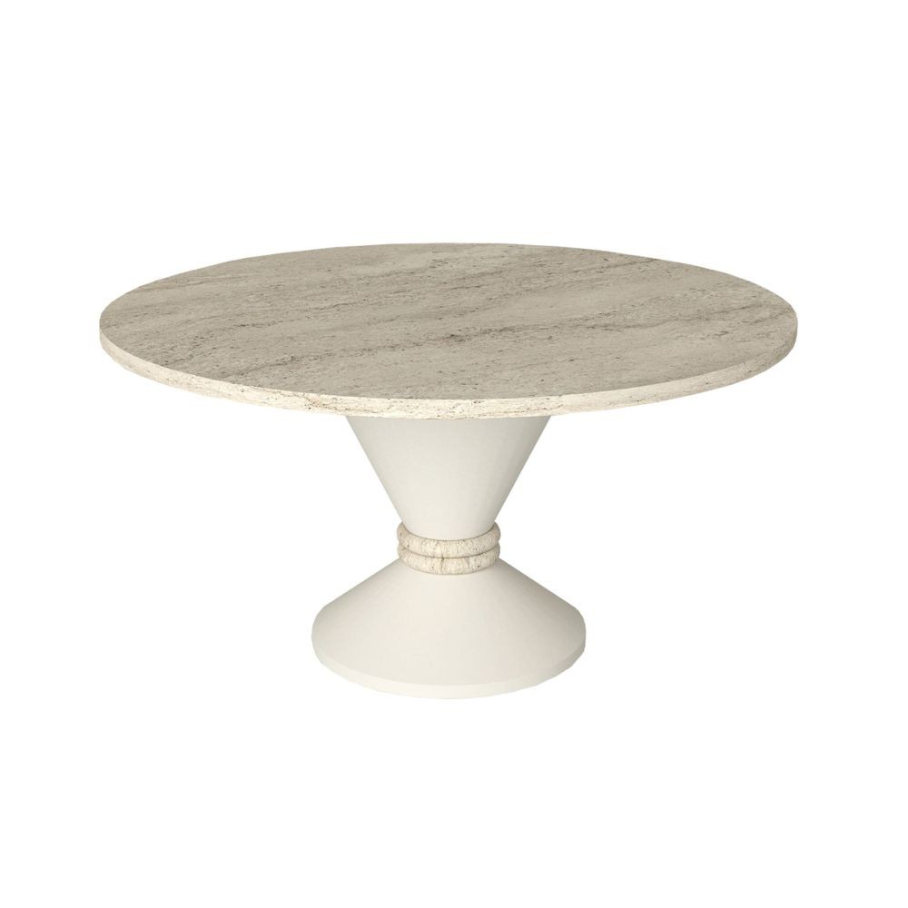 Tavolino da salotto Lepper con piano travertino e base cashmere