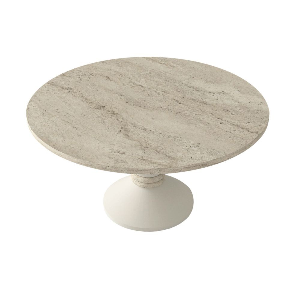 Tavolino da salotto Lepper con piano travertino e base cashmere