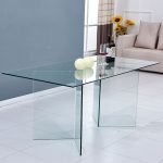 Tavolo Nespolo in vetro temperato 10 mm con gambe triangolari 160x90x75 H cm.