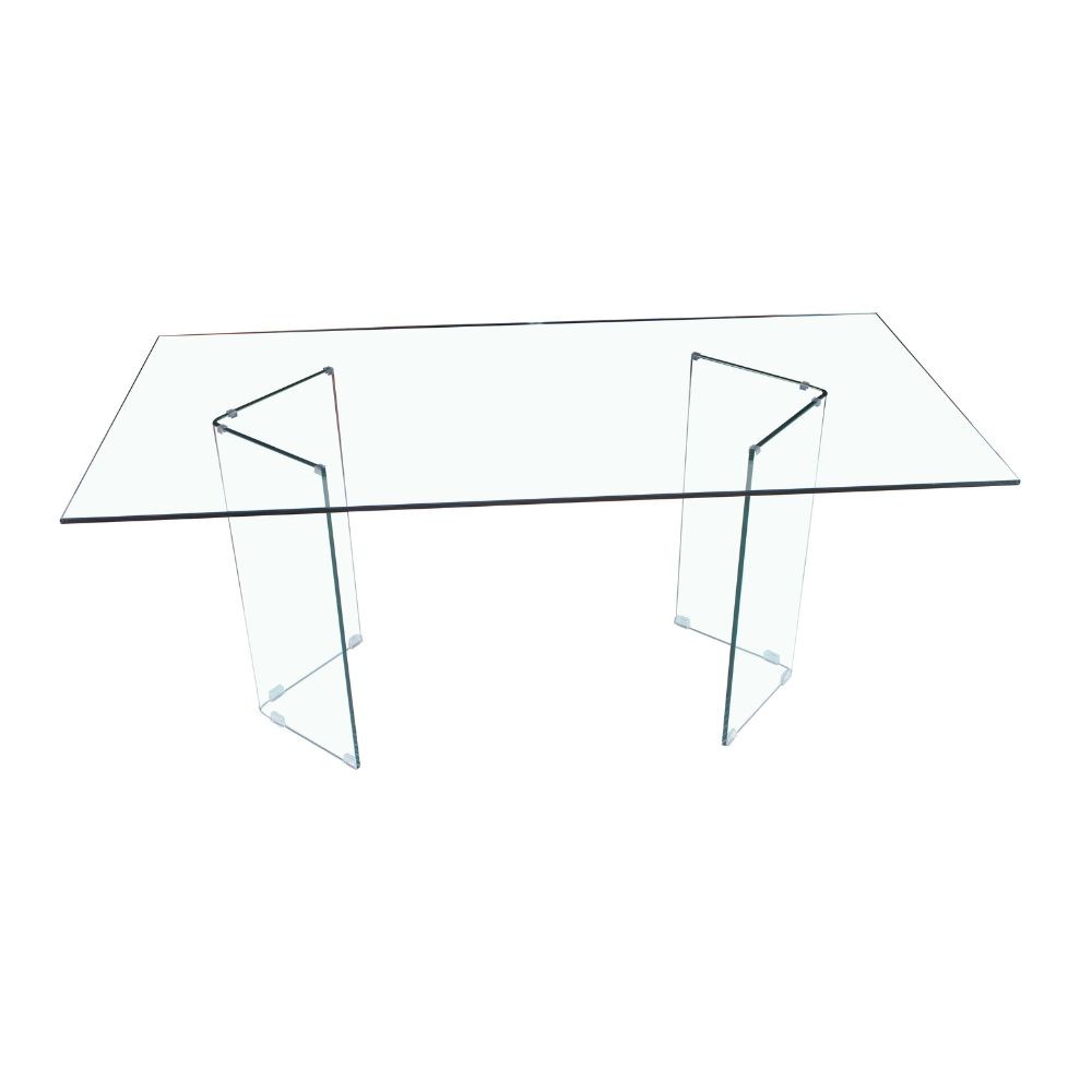 Tavolo Nespolo in vetro temperato 10 mm con gambe triangolari 160x90x75 H cm.