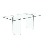 Tavolo Nespolo in vetro temperato 10 mm con gambe triangolari 160x90x75 H cm.