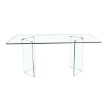 Tavolo Nespolo in vetro temperato 10 mm con gambe triangolari 160x90x75 H cm.