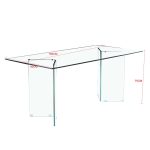 Tavolo Nespolo in vetro temperato 10 mm con gambe triangolari 160x90x75 H cm.