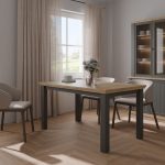 Tavolo allungabile Essenza con piano rovere e struttura grigio scuro