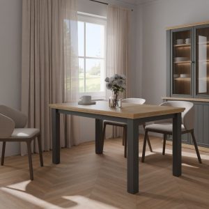 Tavolo allungabile Essenza con piano rovere e struttura grigio scuro