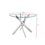Tavolo da pranzo tondo fisso Peyton con piano in vetro temperato e gambe cromate 100x100 cm.