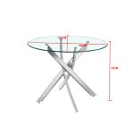 Tavolo da pranzo tondo fisso Peyton con piano in vetro temperato e gambe cromate 130x130 cm.