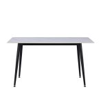 Tavolo fisso Kilo 140x80 cm. con piano in ceramica effetto marmo bianco opaco e gambe nere