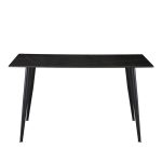 Tavolo fisso Kilo 140x80 cm. con piano in ceramica effetto marmo nero con venature oro opaco e gambe nere