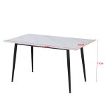 Tavolo fisso Kilo 140x80 cm. con piano in ceramica effetto marmo nero con venature oro opaco e gambe nere