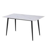 Tavolo fisso Kilo 160x90 cm. con piano in ceramica effetto marmo bianco opaco e gambe nere