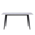 Tavolo fisso Kilo 160x90 cm. con piano in ceramica effetto marmo bianco opaco e gambe nere