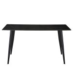 Tavolo fisso Kilo 160x90 cm. con piano in ceramica effetto marmo nero con venature oro opaco e gambe nere