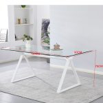 Tavolo fisso Skylar 150x90 cm. con piano in vetro temperato e gambe bianche