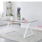 Tavolo fisso Skylar 180x90 cm. con piano in vetro temperato e gambe nere