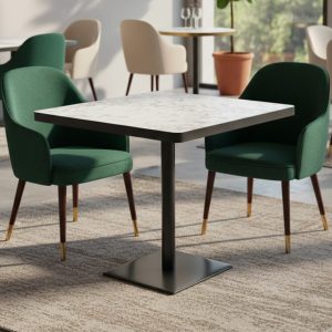 Tavolo quadrato Key 80x80 base nera e piano effetto marmo