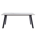 Tavolo rettangolare Imperial con piano in ceramica effetto marmo lucido bianco oro e gambe in metallo nero