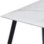 Tavolo rettangolare Imperial con piano in ceramica effetto marmo lucido bianco oro e gambe in metallo nero