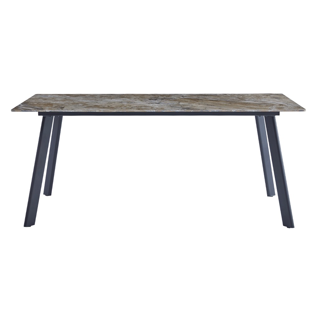 Tavolo rettangolare Imperial con piano in ceramica effetto marmo lucido senafe brown e gambe in metallo nero