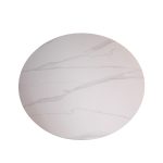 Tavolo rotondo fisso Aurora con piano in ceramica bianco lucido e struttura in metallo nero