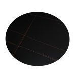 Tavolo rotondo fisso Aurora con piano in ceramica nero opaco con venature oro e struttura in metallo nero