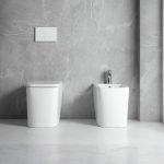 WC filo muro FT54D a pavimento in ceramica bianco 54x36x41.5H cm.