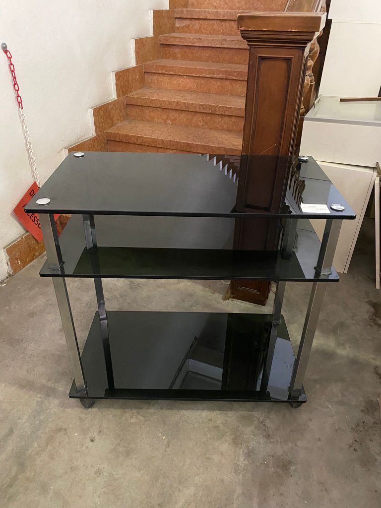 Tavolino In Vetro Rotelle Nero USATO 1128/U