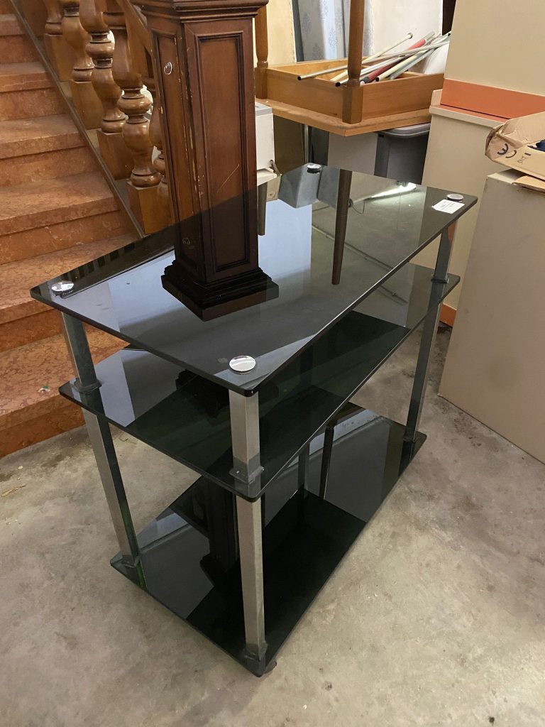 Tavolino In Vetro Rotelle Nero USATO 1128/U