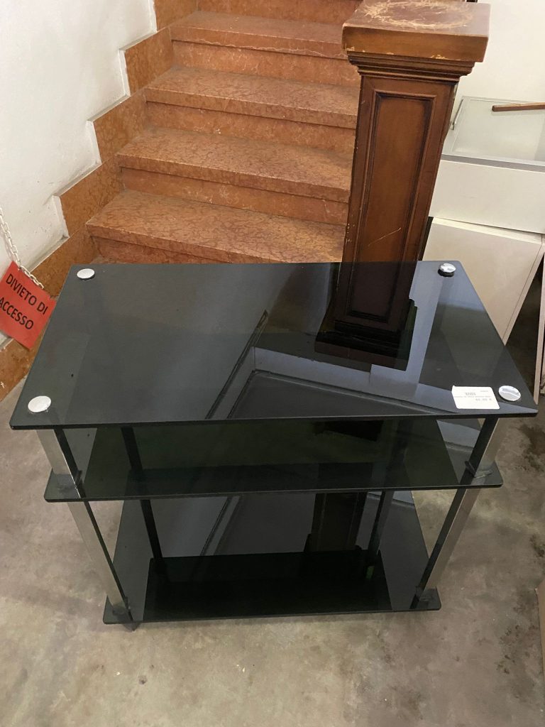 Tavolino In Vetro Rotelle Nero USATO 1128/U