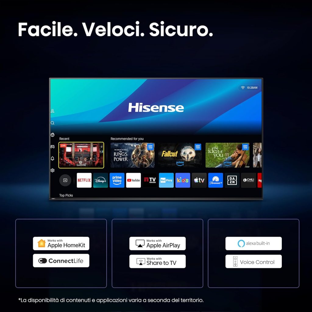 100E7S PRO - HISENSE - TVC LED 100 QLED SMART TV HDR10+ 144HZ 400 NITS DOLBY VISION ATMOS P.LATERALI