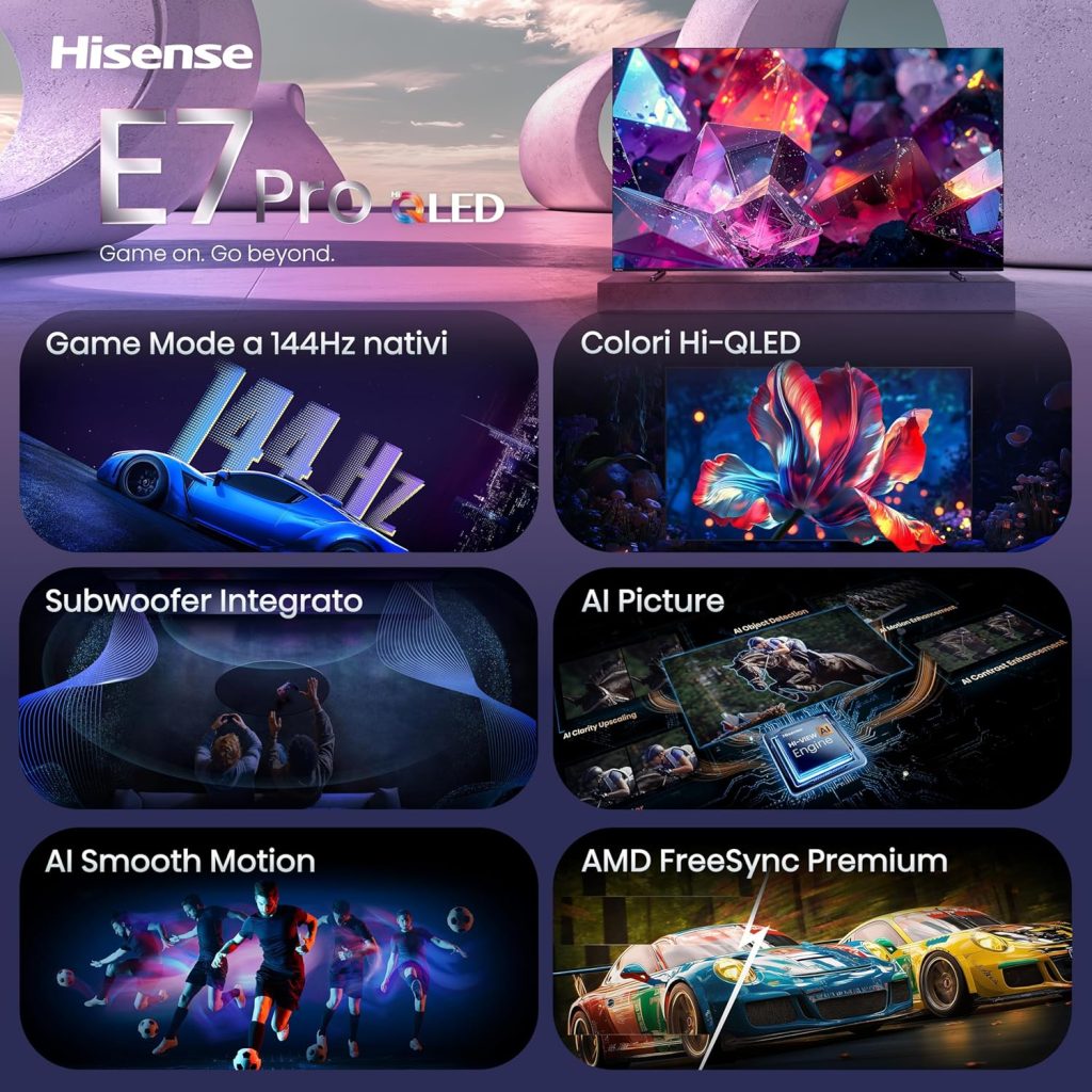 100E7S PRO - HISENSE - TVC LED 100 QLED SMART TV HDR10+ 144HZ 400 NITS DOLBY VISION ATMOS P.LATERALI