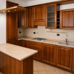 Mobile cucina in legno completa di elettrodomestici: piano cottura, forno, lavastoviglie, cappa e frigo da incasso USATA 4652/U