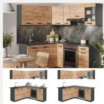 Cucina Ad Angolo Rick Quercia/Antracite Nuovo Da Esposizione 4528/U