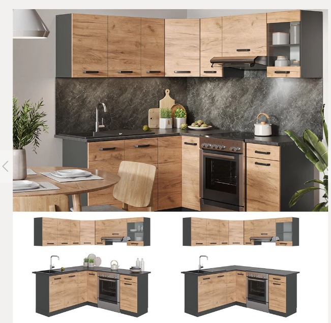 Cucina Ad Angolo Rick Quercia/Antracite Nuovo Da Esposizione 4528/U