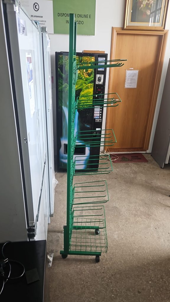 Espositore In Metallo Verde Su Ruote Nuovo 3920/U
