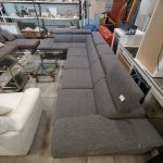 Divano letto angolare con penisola Poltrone Sofà in tessuto grigio 1008