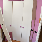 Cameretta completa di armadio angolare 3 ante con cassetti e letto a ponte USATO 1106