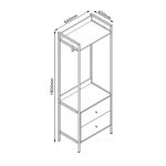 Appendiabiti multifunzione Dhaka41A con 2 cassetti con struttura in metallo beige